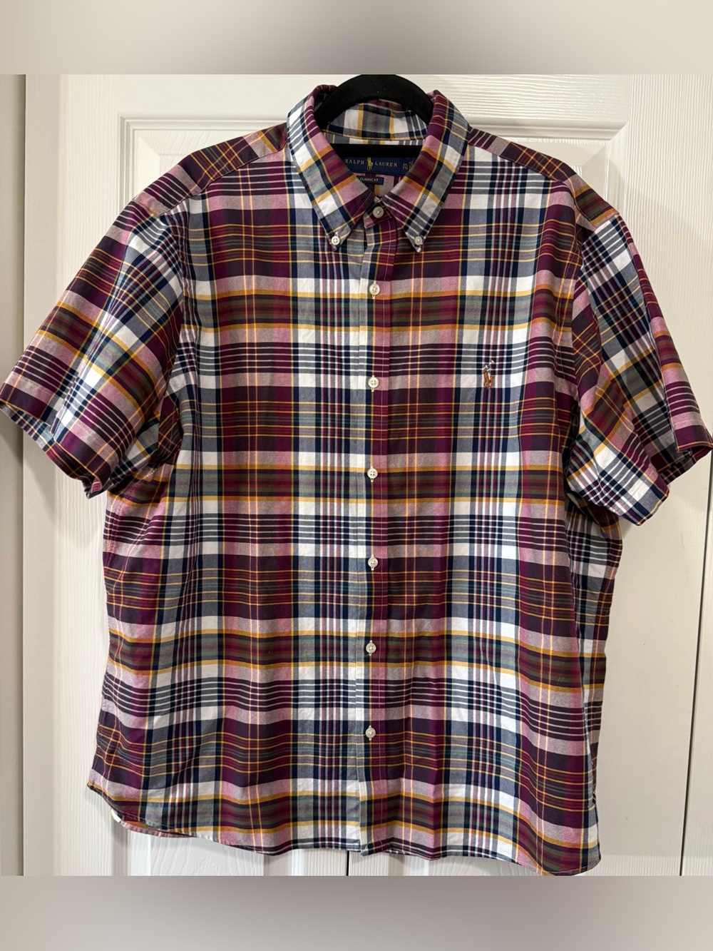 Ralph Lauren Classic Fit Plaid Short Sleeve Button-Down Shirt XXL